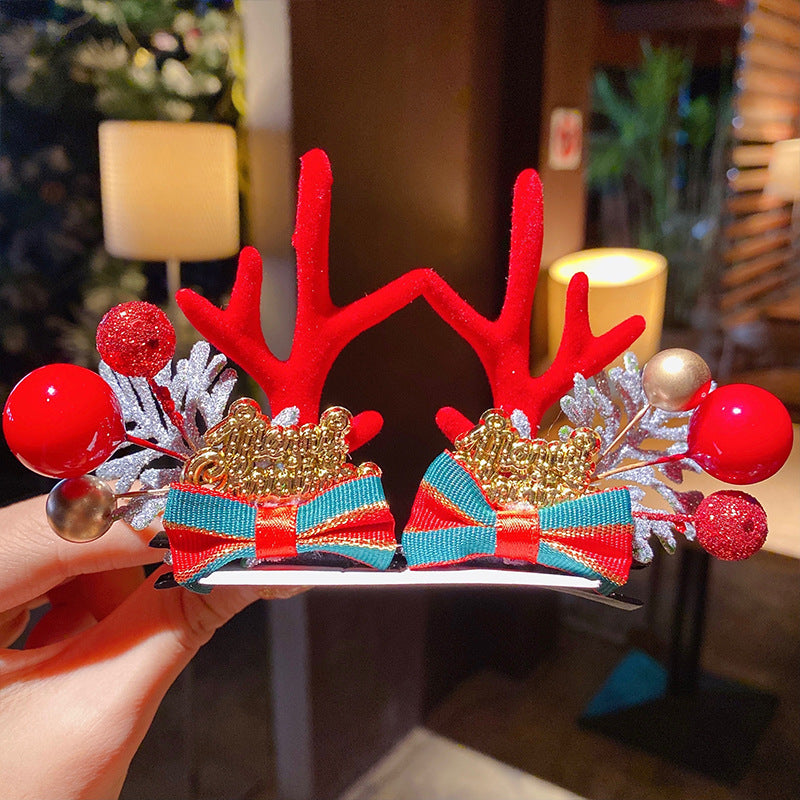 Kid Girl Christmas Hair Clip Small Antler Clip Elk Headdress Three-dimensional Headwear