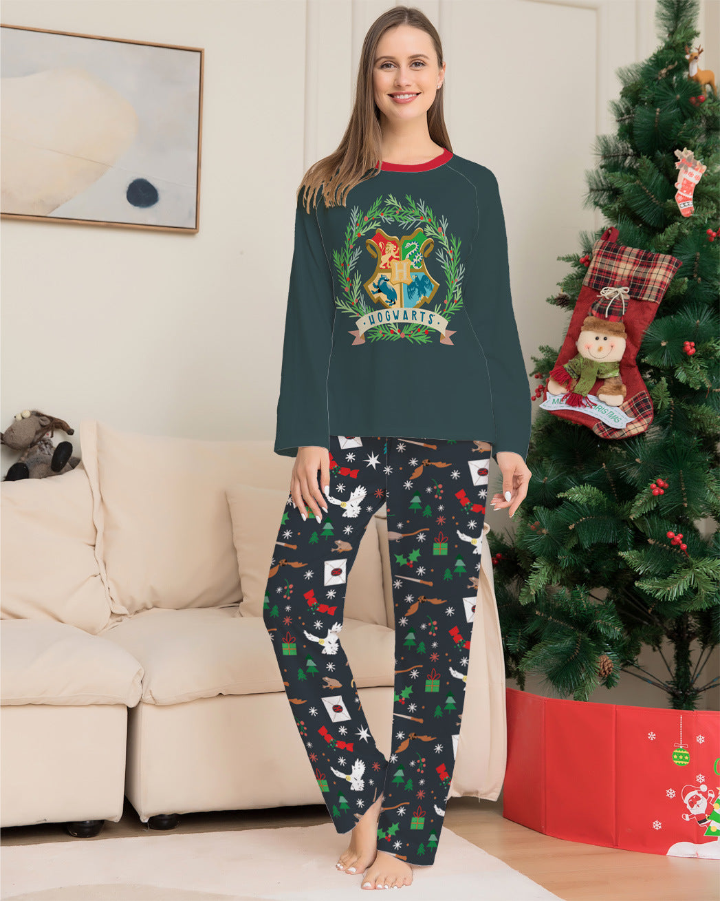 Family Matching Christmas Suit Halloween Cartoon Print Pajamas