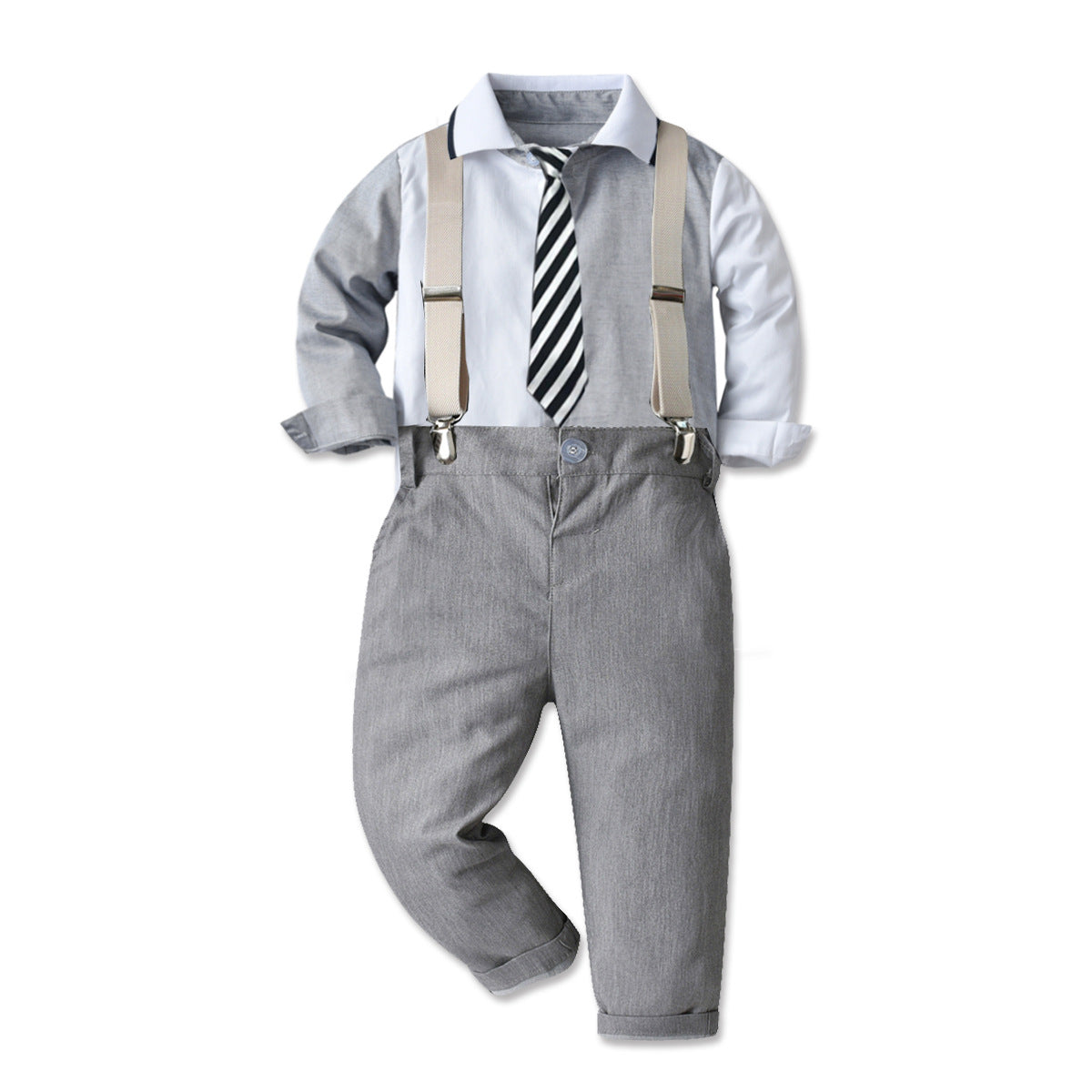 Kid Baby Boy Suit Spliced Long-sleeved Gentleman 4 Pcs Sets
