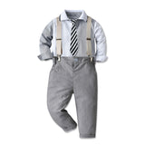 Kid Baby Boy Suit Spliced Long-sleeved Gentleman 4 Pcs Sets