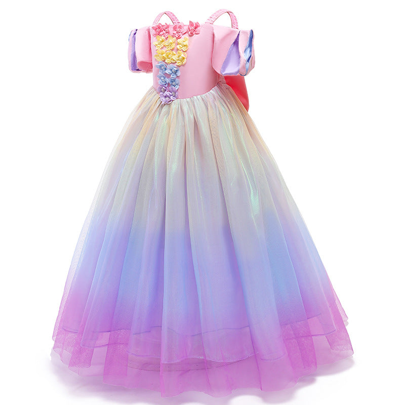 Kid Baby Girl Gauze Fancy Flower Party Dress