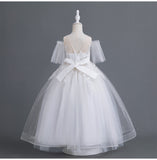 Kid Baby Girl Princess Pompous Yarn Long Flower Wedding Dresses