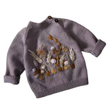Kid Baby Girl  Hand Embroidered Farm Knit Winter Thicken Sweater