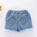 Kid Baby Girls Summer Printed One-shoulder Denim Shorts 2 Pcs Sets