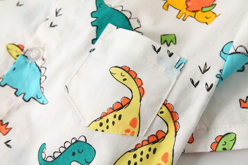Kid Baby Boys Summer Suit Cartoon Dinosaur 2 Pcs Set
