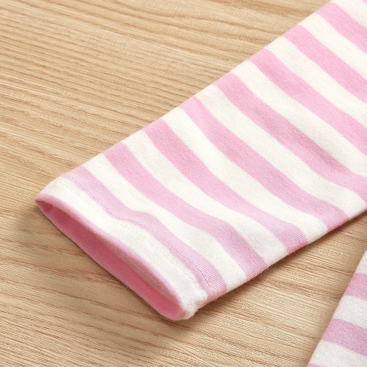 Kid Baby Girls Valentine's Day Stripe 2 Pcs Sets
