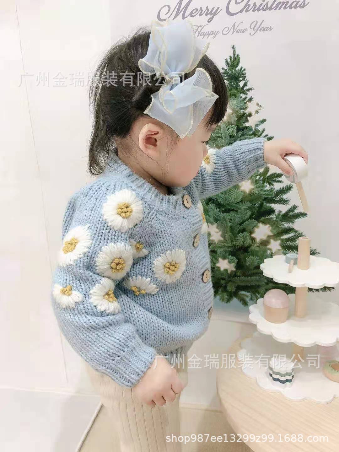 Kid Baby Girl Wool Cardigan Ins Embroidered Sweater