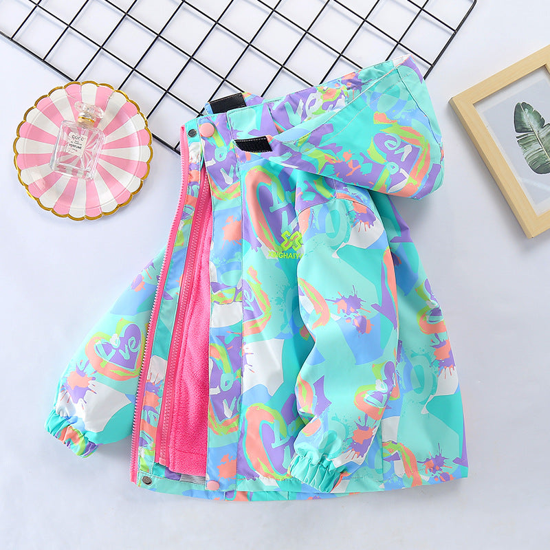 Kid Girls Trench Extra Thick Autumn Winter Detachable Storm Coats