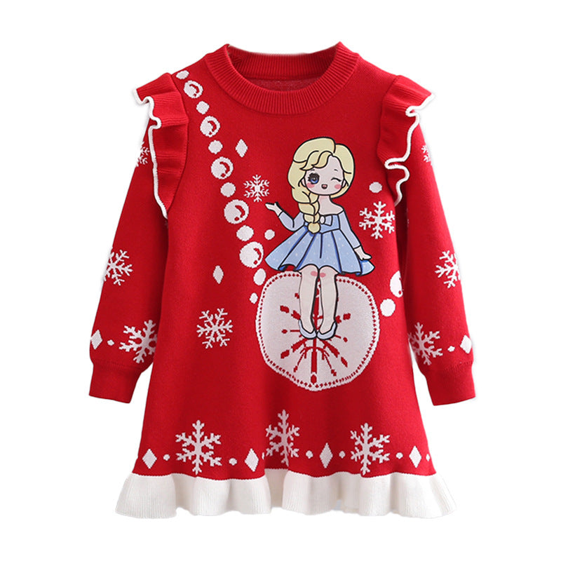 Kid Baby Girl Elsa Autumn and Winter Frozen Aisha Christmas Dress
