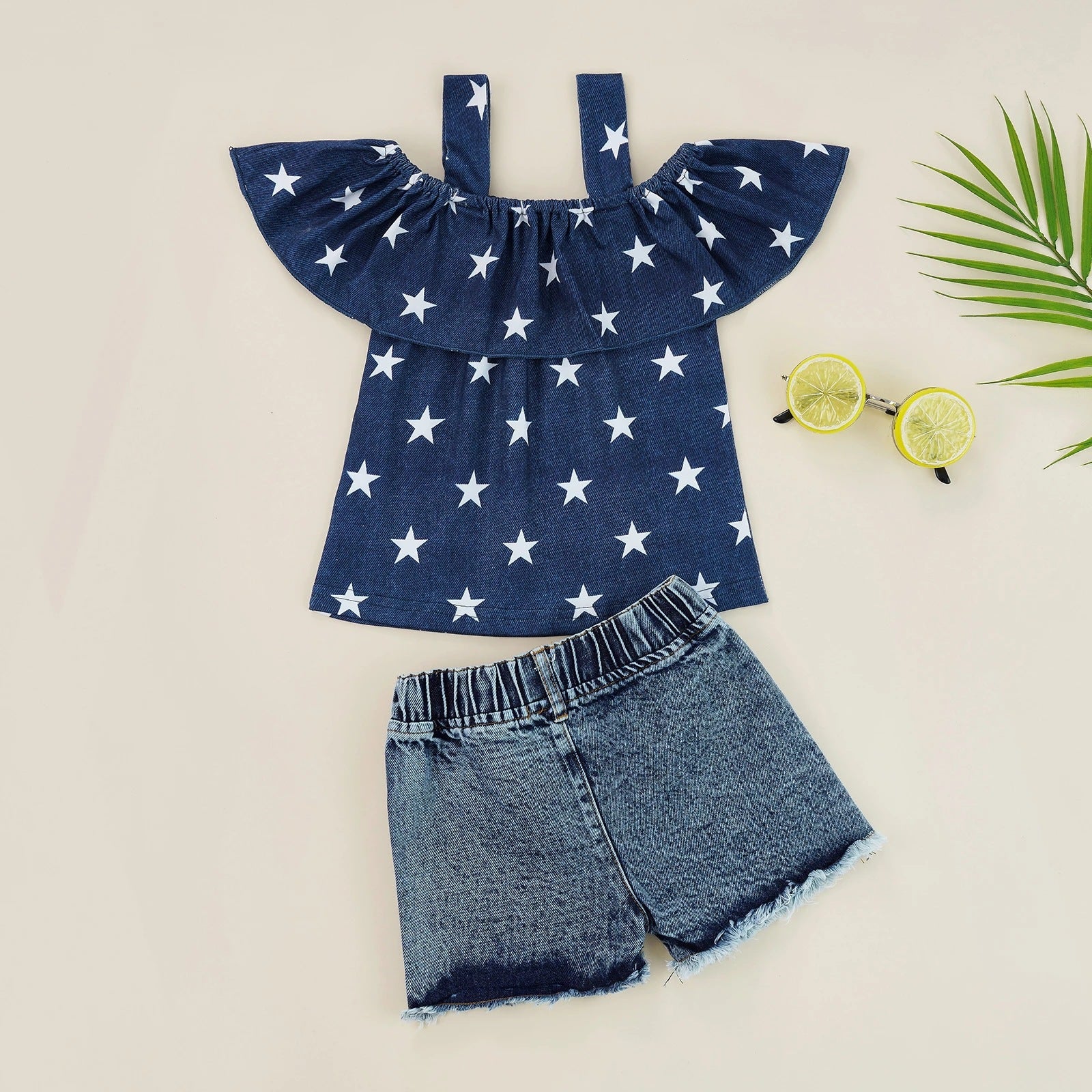 Kid Baby Girls Flag Strap Holiday Independence Summer Set 2 Pcs