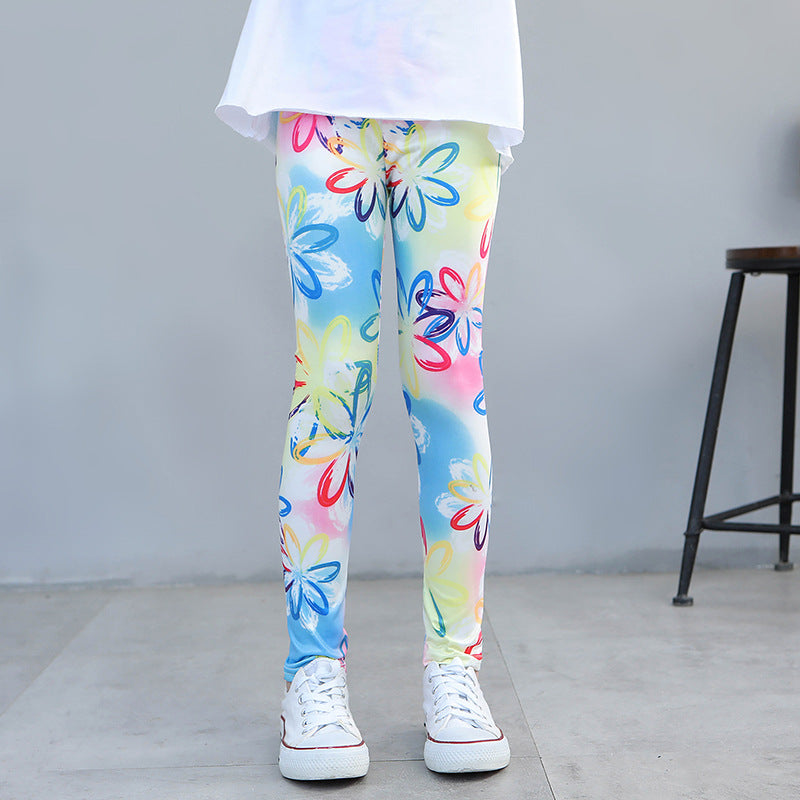 Kid Girls Leggings Travel Pants Student Casual Wear Customizable Leggings Pants