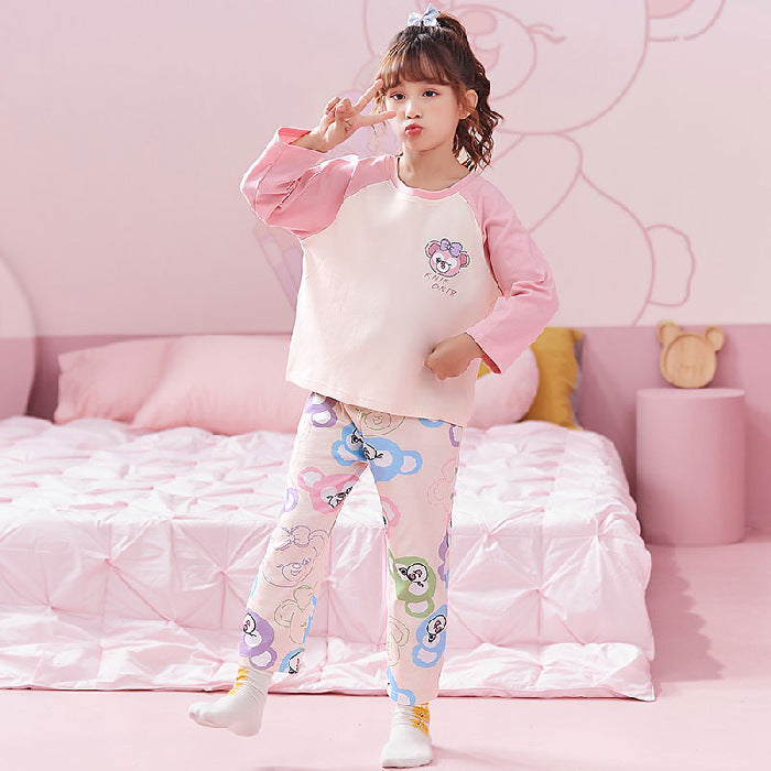 Kid Girl Sleepwear Spring Autumn Long Sleeves Loungewear Pajamas