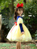 Kid Girl White Snow Princess Autumn Winter Bubble Sleeve Dresses