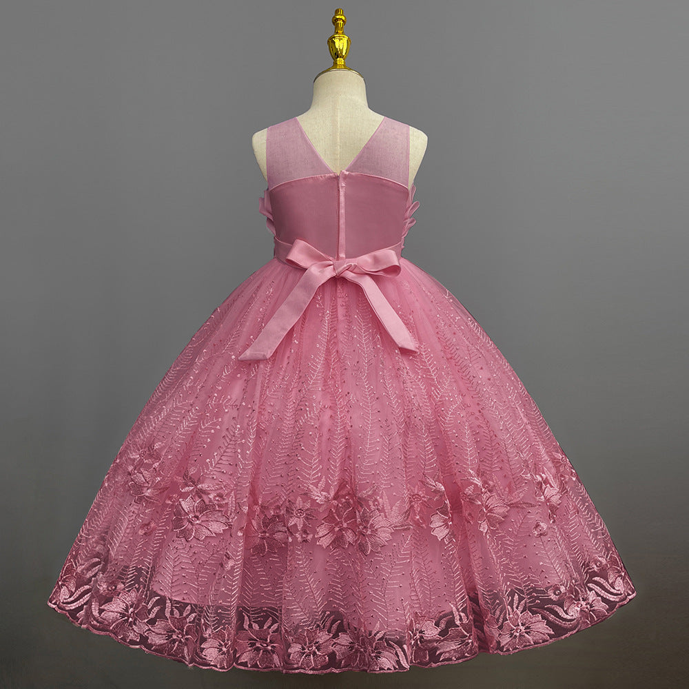 Kid Girl Princess Summer Flower Show Host Pompous Piano Performance Dresses