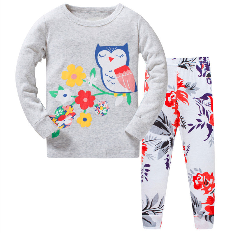 Kid Girl Pajamas Air-conditione Long Sleeve Cotton Suits