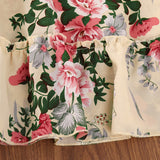 Kid Girl  Korean Long Sleeves Retro Autumn Flower Dresses