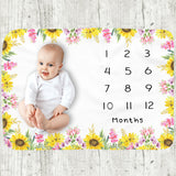 Baby Monthly Record Growth Milestone Blanket Flannel Floral Pajamas