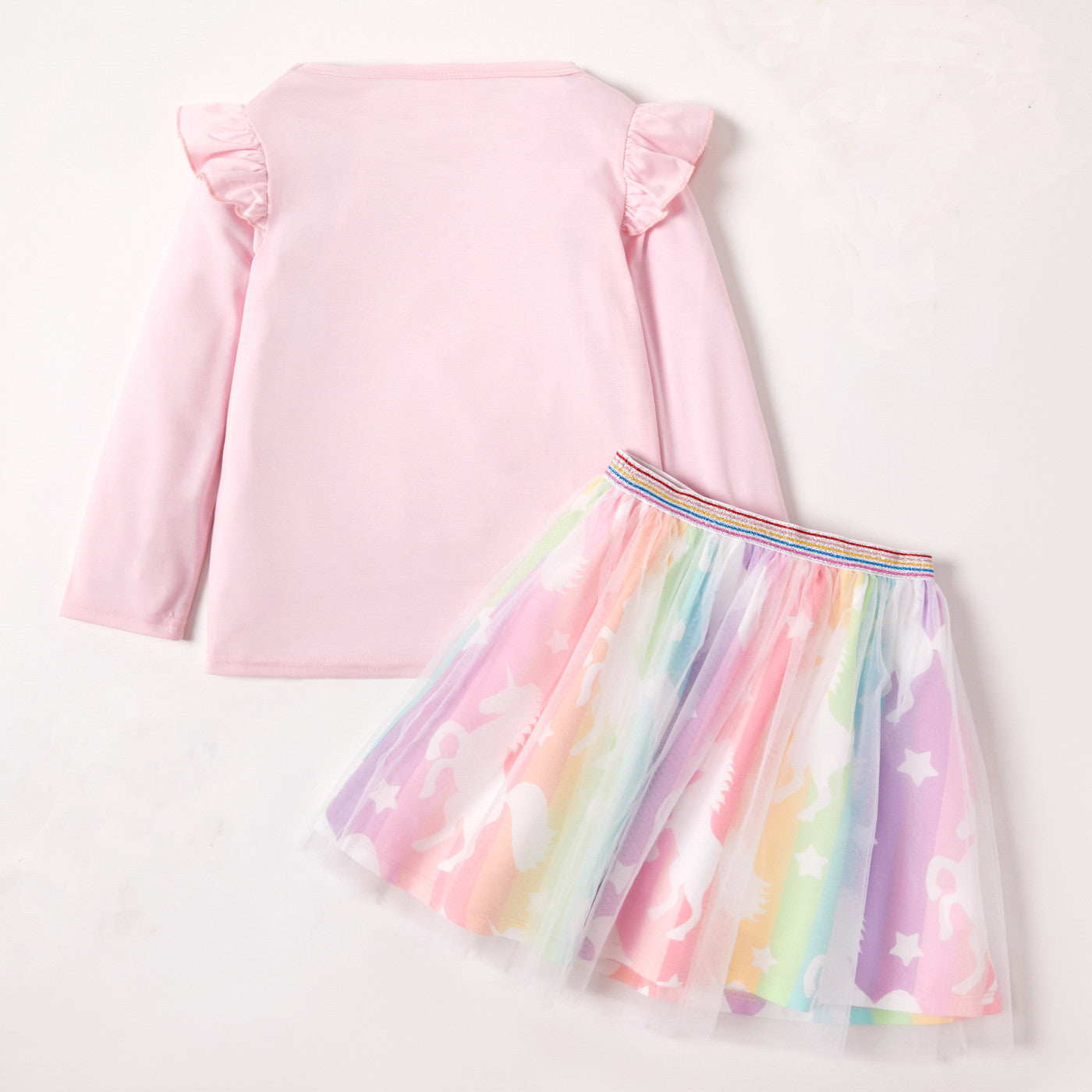 Kid Baby Girls Cartoon Pony Long-sleeved Fluffy 2 Pcs Sets