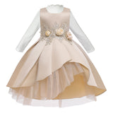 Kid Baby Girls Flower Princess  Long Sleeve Dresses