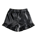 Kid Girls Fashion Leather Show Tall Slim Wide Leg Pants