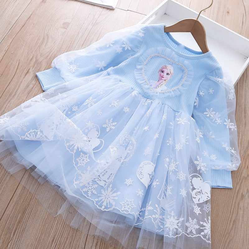 Kid Baby Girls Fashion Princess Frozen Spring Pomp Mesh Dresses