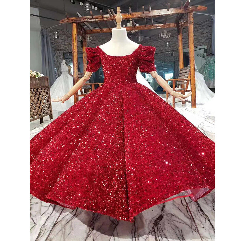 Kid Baby Girl Catwalk Princess Poncho Yarn High-end Dresses