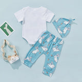 Easter New Baby Girl Rabbit Printed 3 Pcs Set