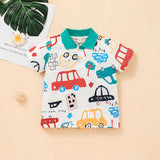 Kid Baby Boys Set Car Cartoon Fashion Lapel Shorts 2 Pcs Sets