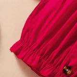 Baby Kid Girls Valentine's Day  Red One-line Shoulder Polka Dot 2 Pcs Sets