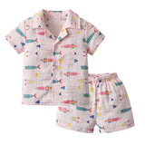 Kid Baby Boy GirlCotton Pajamas Summer Short Sleeve Cartoon Casual 2 Pcs