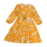 Kid Girls Fall Retro Long Sleeve Winter Flower Dresses