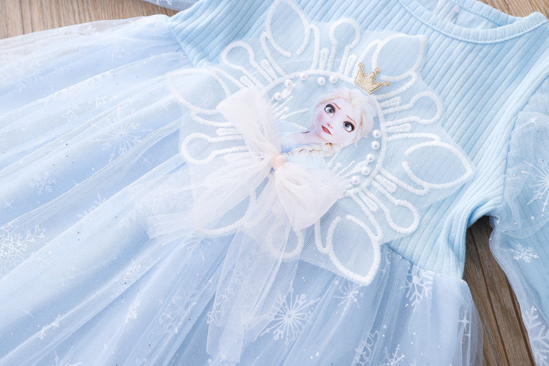 Kid Baby Girl Princess Aisha Frozen Snowflake Gauze Dresses