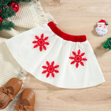 Kid Baby Girl Christmas Sweet Fall Winter Velvet Long-sleeved Snowflake 2 Pcs Sets