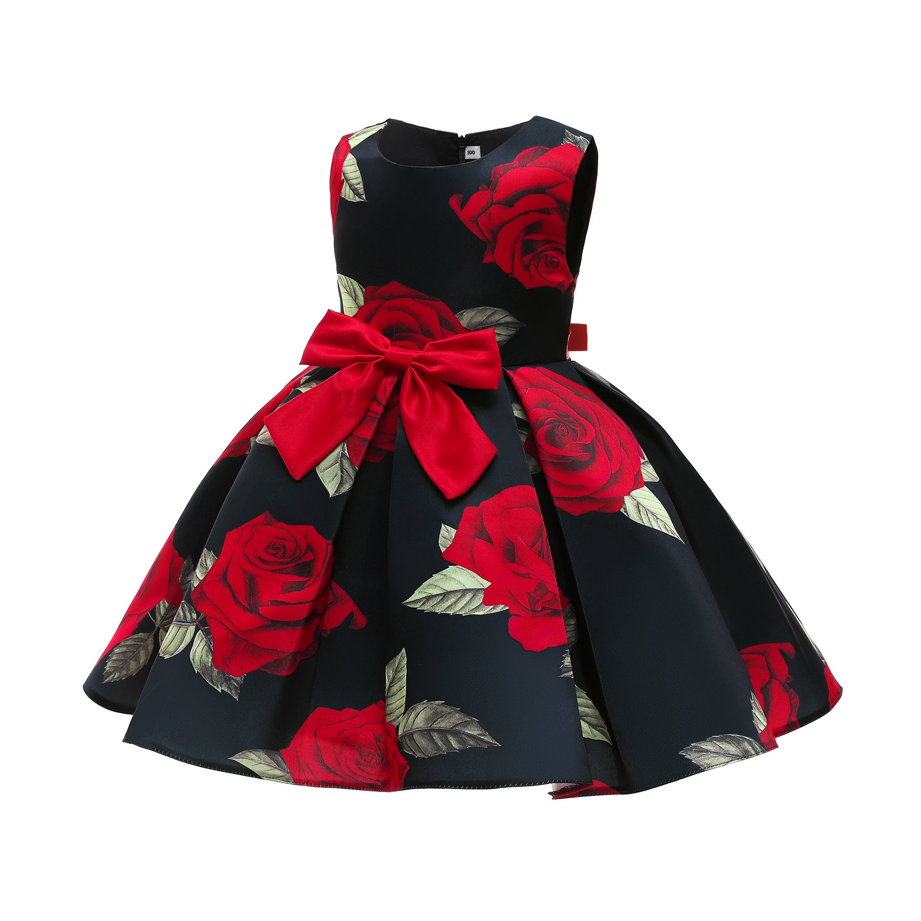 Kid Baby Girls Red Print Princess Flower Dress