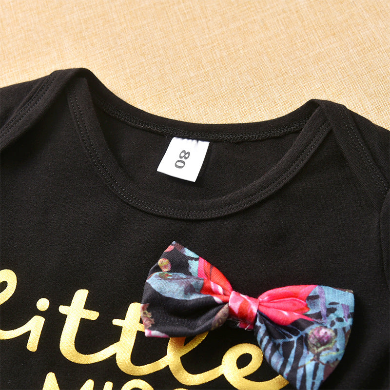 Baby Girls Short Sleeve Fashion Rose Flower 3 Pcs Set