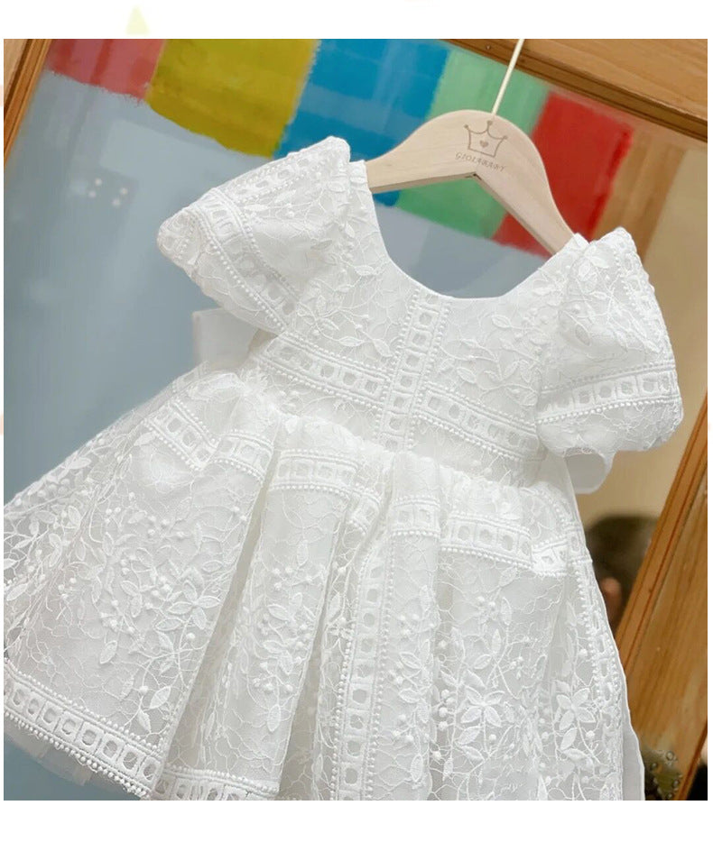 Kid Baby Girl Birthday Peng White High-end Flower Dresses