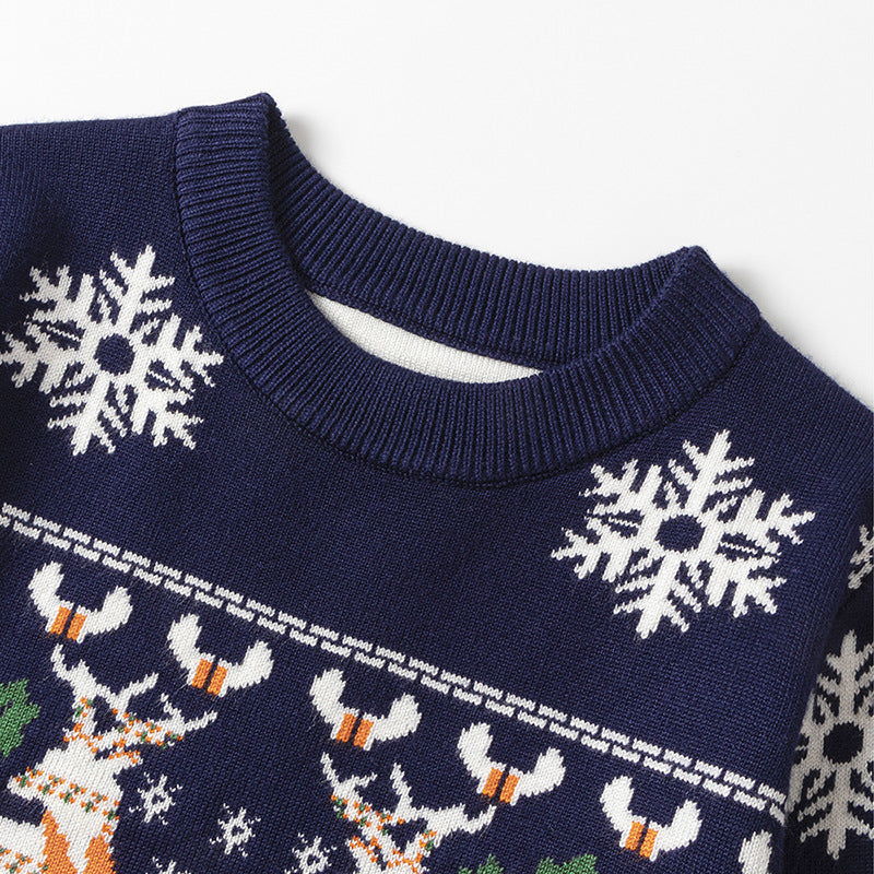 Kid Baby Boy Girl Christmas Moose Bottoming Sweater