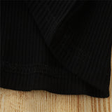 Toddler Kids Baby Girls Summer Sets Black Short Sleeve Square 2 Pcs Sets