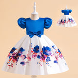 Kid Girl Short Sleeve Printed Piano Pengpeng Princess Flower Dress