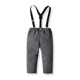 Kid Baby Boys Suit Autumn Gentleman Long Sleeve Striped 4 Pcs Sets