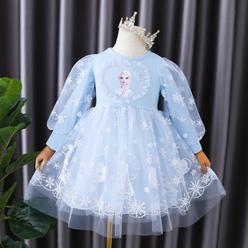 Kid Baby Girls Fashion Princess Frozen Spring Pomp Mesh Dresses