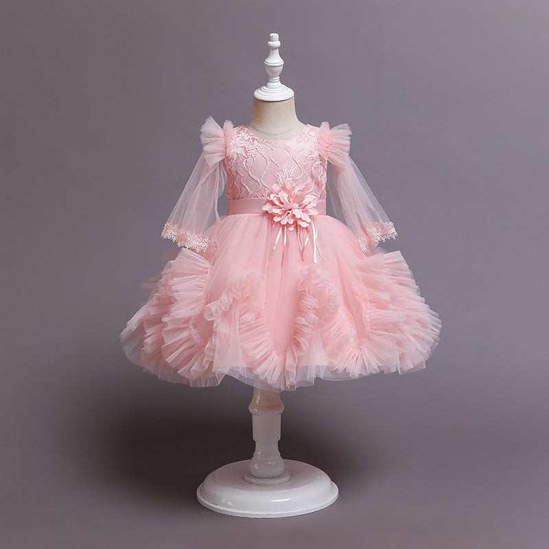 Baby Girl Princess Piano Performance Gauze Pompous Flower Dress