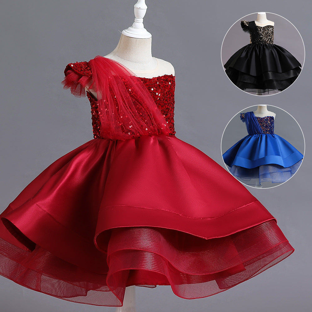 Kid Baby Girl Air Gauze Tutu Flower Piano Performance Dress