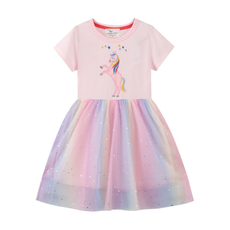 Kid Baby Girl Summer Super Western Unicorn Dresses