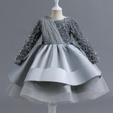 Kid Girl Net Yarn Bow Pommel Performance Princess Dresses