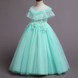 Kid Girl Princess Fashionable Pompous Gauze Flower Wedding Piano Dresses