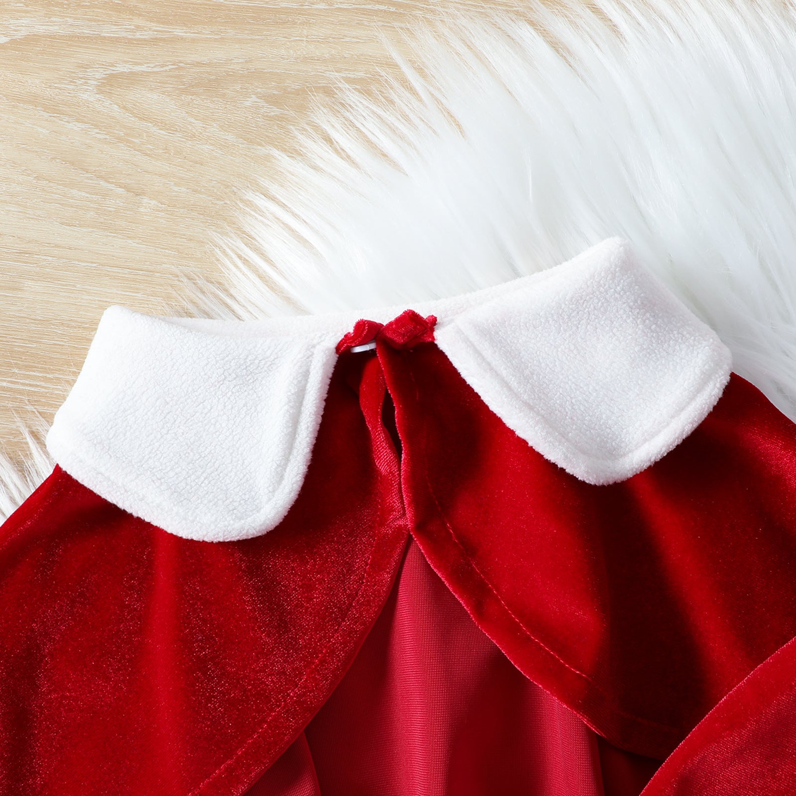 Kid Baby Girls Christmas Velvet Lapel Flared Sleeves Dresses
