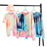 Family Matching Fashion Tie-Dye Father Son Mother Daughter Long-Sleeved Shirts Tops