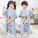 Kid Baby Girl Boy One-piece Short Sleeve Pure Cotton Ultraman Loose Pajamas