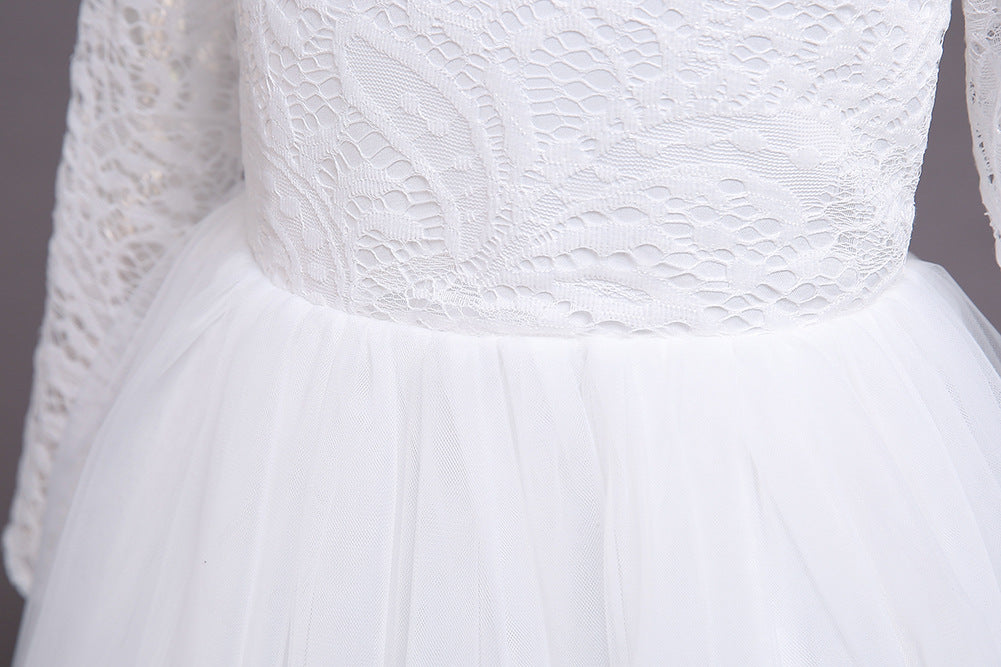 Kid Girl Flower Wedding Lace Gauze Dresses 3-12T
